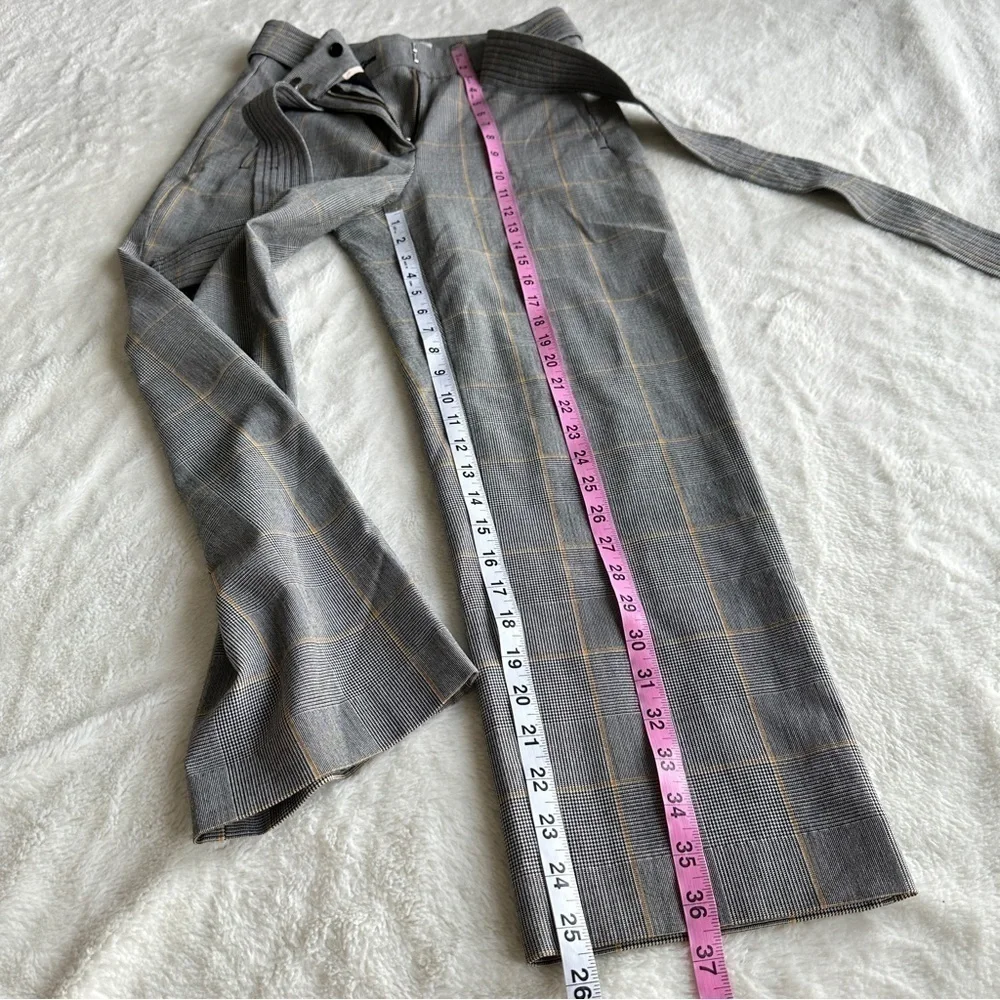 Wilfred Tie-Front Check Gray Plaid Cropped High-Waist Pants S (4)